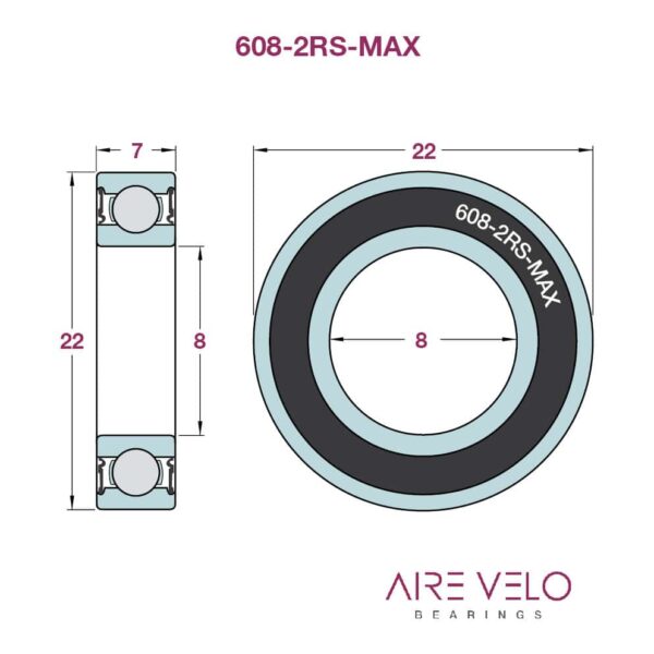 608-2RS-MAX (608-VRS) 8 x 22 x 7