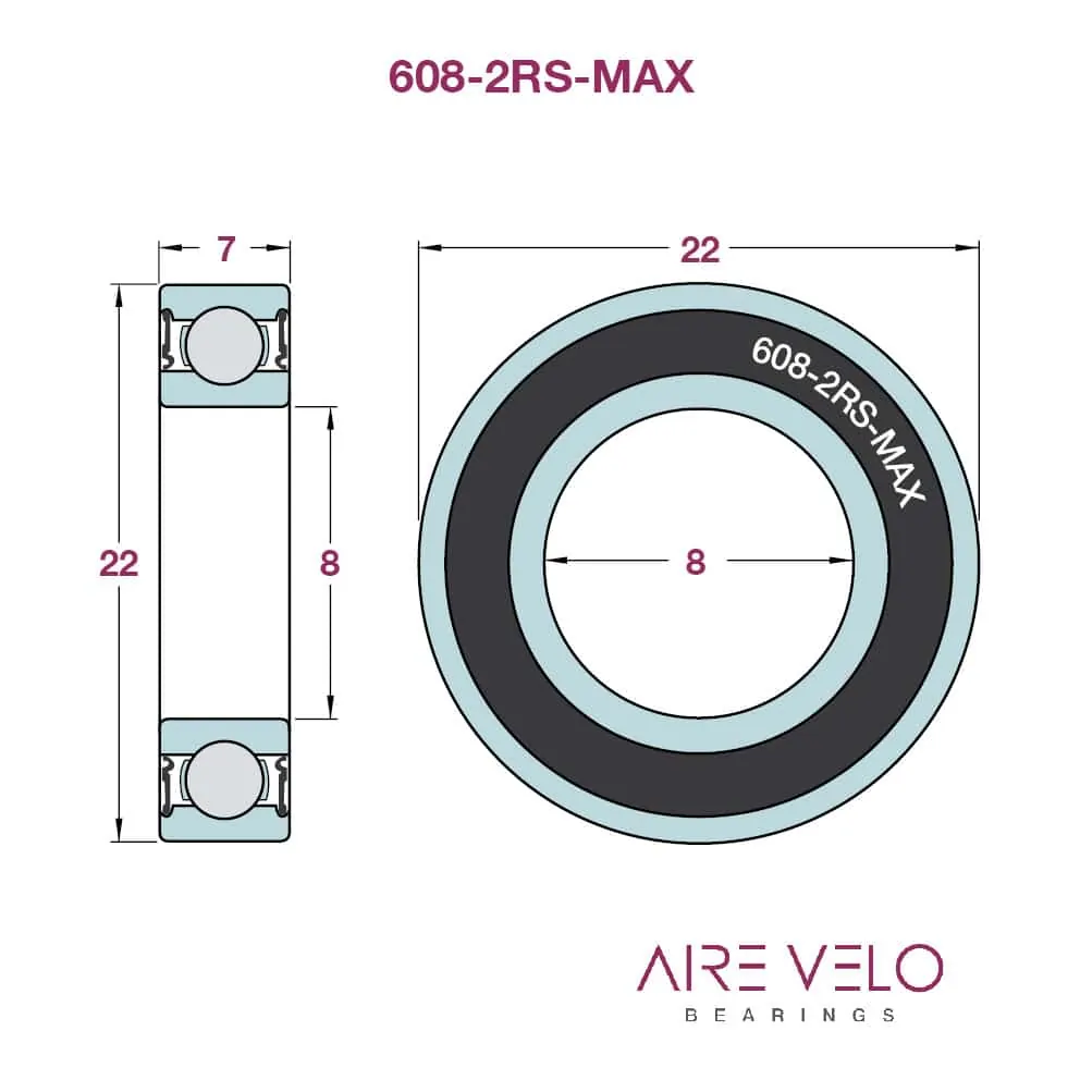 608-2RS-MAX (608-VRS) - Airevelo Bearings