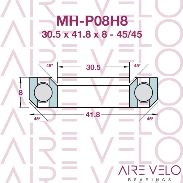 MH-P08H8 Steel, Black Oxide, Stainless Steel, or Hybrid Ceramic (Campy Style) 30.5 x 41.8 x 8 - 45/45
