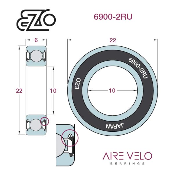 6900-2RU EZO Non-Contact Seal (61900) 10 x 22 x 6