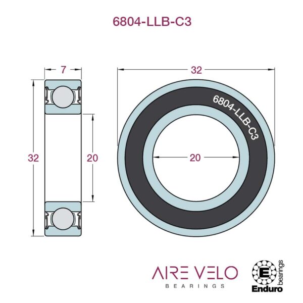 6804-LLB-C3 Abec3 Enduro (61804) 20 x 32 x 7