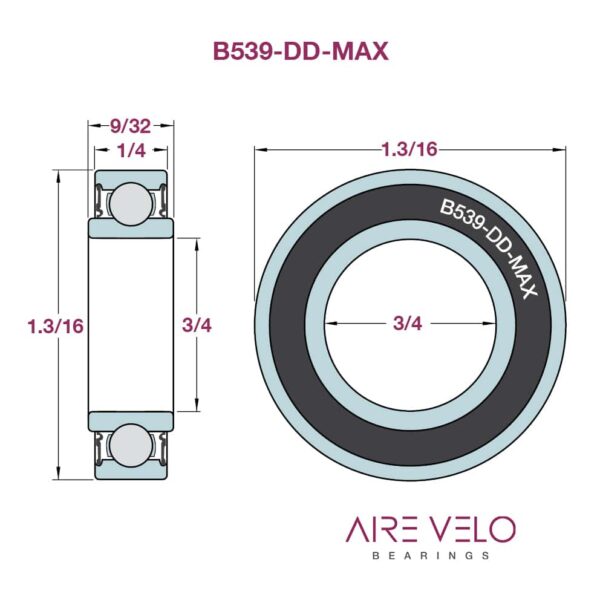 B539-DD-MAX-BO (B539-2RS-MAX) 3/4 x 1.3/16 x 9/32