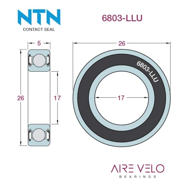 6803-LLU NTN (Contact Seal Type) (61803) 17 x 26 x 5