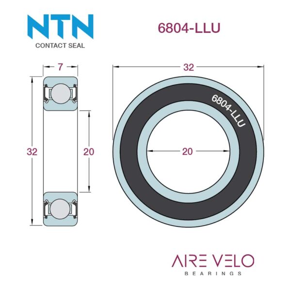 6804-LLU NTN (Contact Seal Type) (61804) 20 x 32 x 7