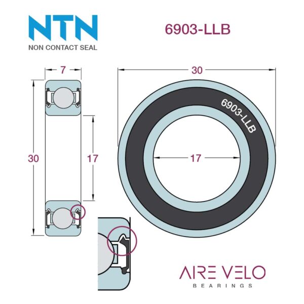 6903-LLB NTN (Non-Contact Seal Type) (61903) 17 x 30 x 7