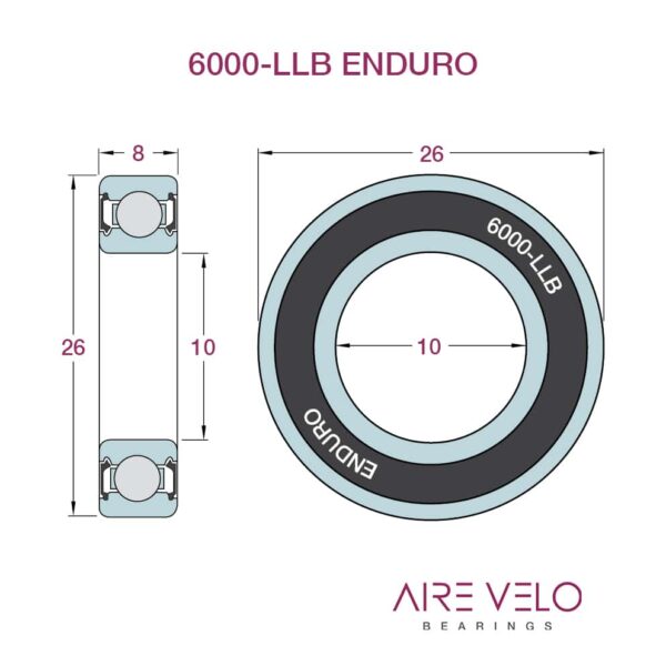 6000-LLB-C3 Abec3 Enduro 10 x 26 x 8
