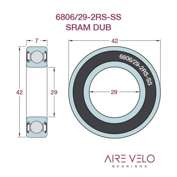 6806/29-2RS-SS Dub Stainless 29 x 42 x 7