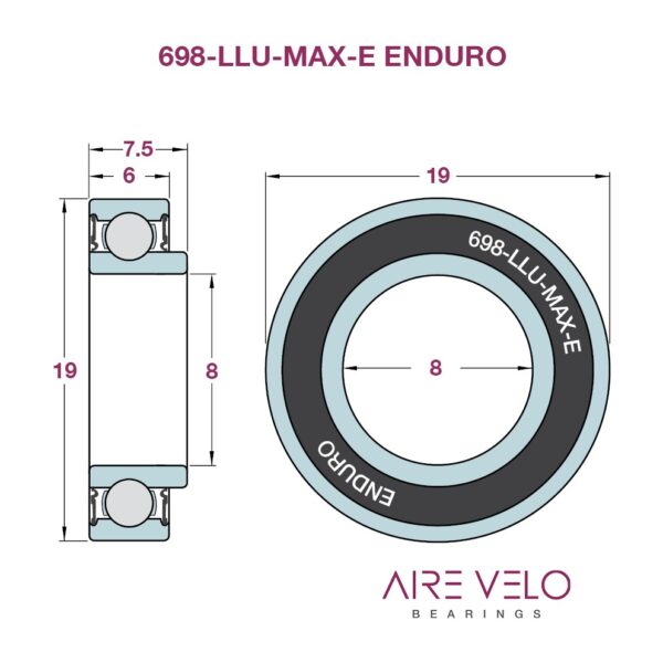 698-LLU-MAX-E Abec 3 Enduro Bearing 8 x 19 x 6/7.5
