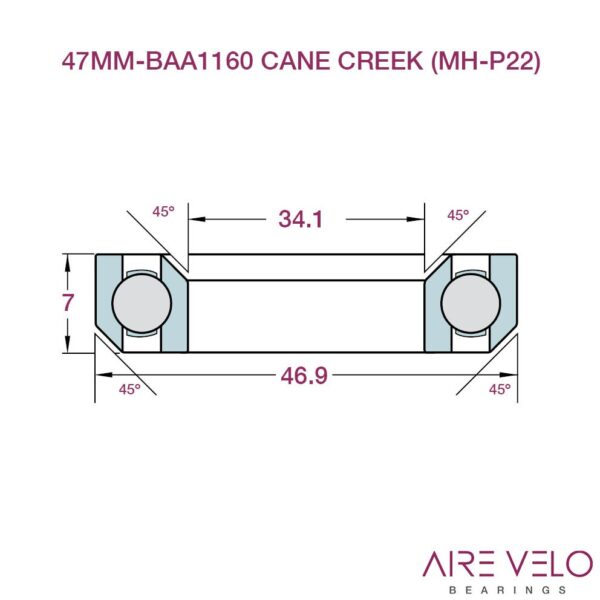 47mm-BAA1160 Cane Creek (MH-P22) 34.1 x 46.9 x 7 - 45/45