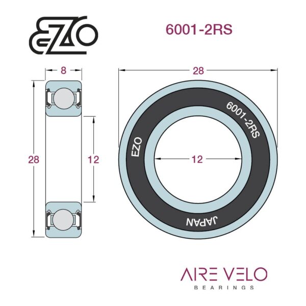 6001-2RS EZO 12 x 28 x 8