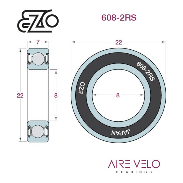 608-2RS EZO 8 x 22 x 7