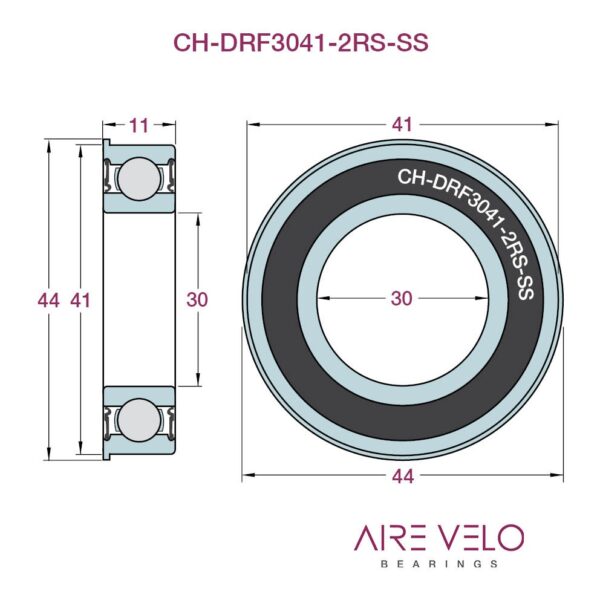 CH-DRF3041-2RS-SS Abec5 Stainless/Hybrid Ceramic Enduro