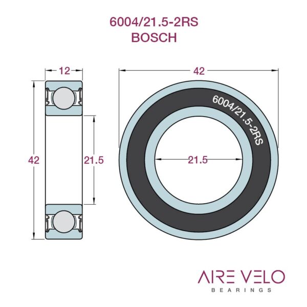 6004/21.5-2RS Bosch Ebike Motor Bearing 21.5 x 42 x 12