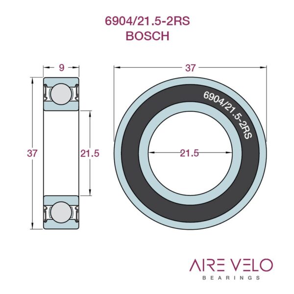 6904/21.5-2RS Bosch eBike Motor Bearing 21.5 x 37 x 9