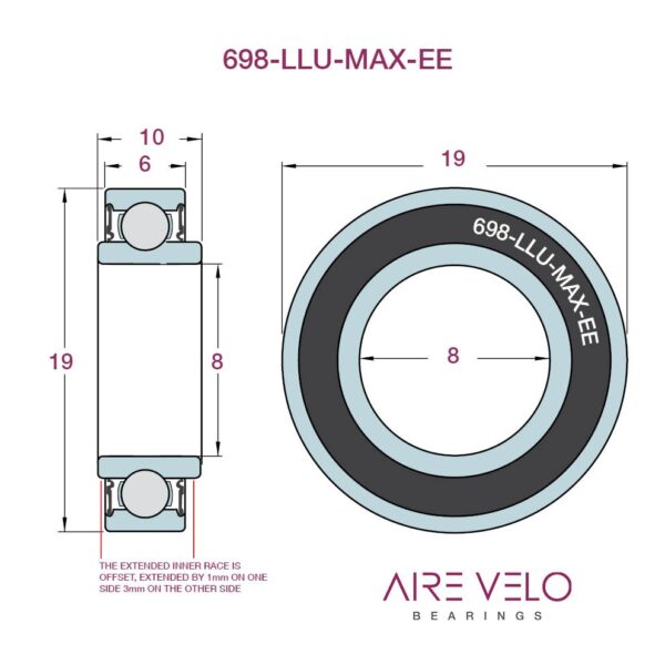 698-LLU-MAX-EE Abec 3 Enduro Bearing 8 x 19 x 10/11