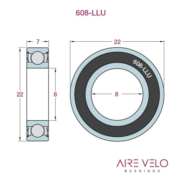 608-LLU NTN (Contact Seal Type) 8 x 22 x 7