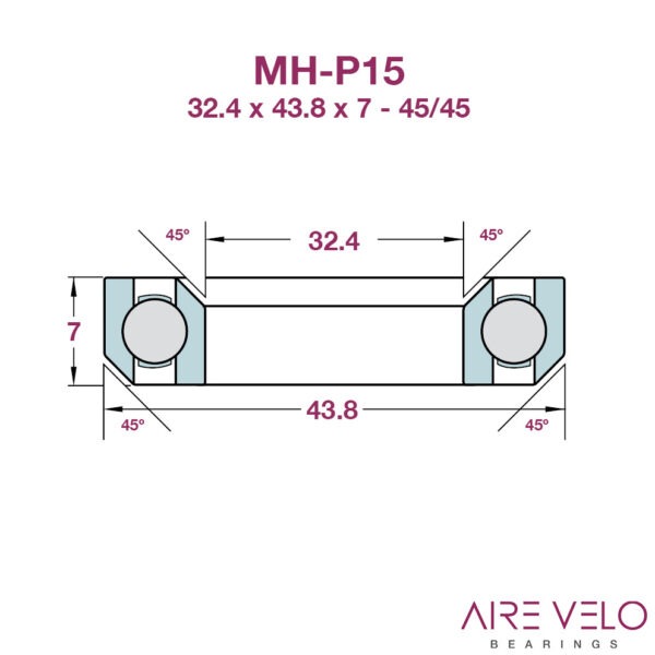 MH-P15 HEADSET BEARING 32.4 x 43.8 x 6.5 - 45/45