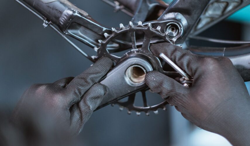 view of bike bottom bracket