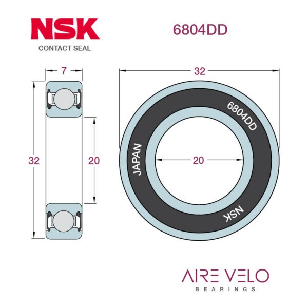 6804DD NSK (Contact Seal Type) (61804) 20 x 32 x 7