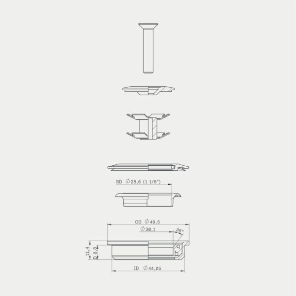 Acros ZS44 1.1/8" Upper Bearing Assembly 22.02.605R6S