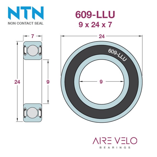 609-LLU NTN (Contact Seal Type) 9 x 24 x 7