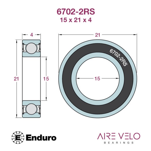 6702-2RS Abec3 Enduro 15 x 21 x 4