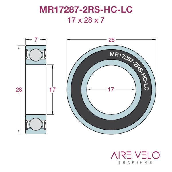 MR17287-2RS-HC Hybrid Ceramic 17 x 28 x 7