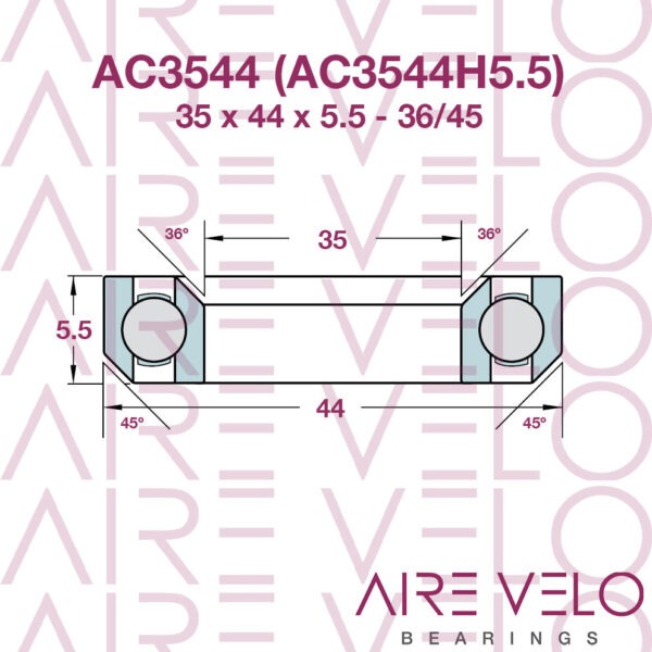 AC3544 (ACB3544H5.5) Canyon CF SLX Upper Bearing 35 x 44 x 5.5 - 36/45