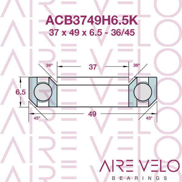 ACB3749H6.5K (ACB49H6.5K) 37 x 49 x 6.5 - 36/45