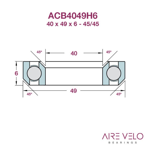 ACB4049H6 VAN RYSEL BLACK OXIDE HEADSET BEARING 2023/2024 40 x 49 x 6 - 45/45