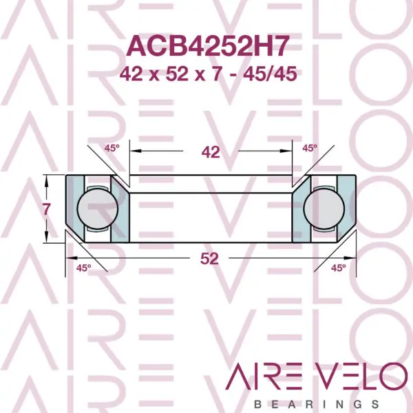 ACB4252H7 (AC4252) Steel, HYBRID CERAMIC or Black Oxide Upper Bearing for The Acros AI52/AI52-IS52/IS52 42 x 52 x 7 - 45/45