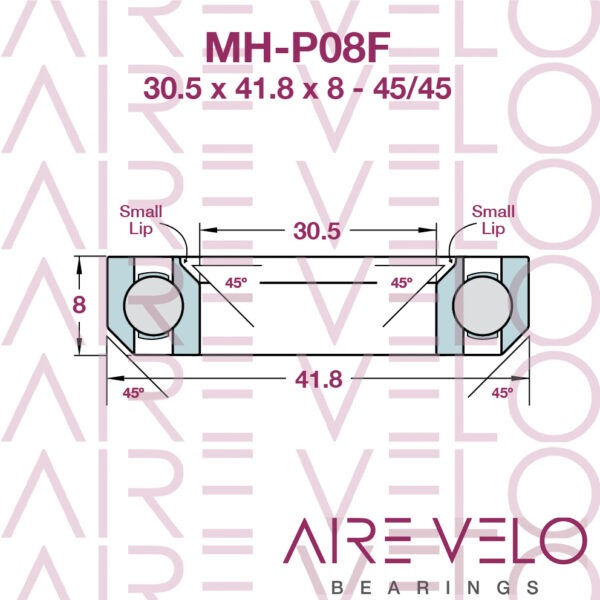 MH-P08F Steel, Black Oxide, Stainless Steel, Hybrid Ceramic or Super Light 30.5 x 41.8 x 8 - 45/45
