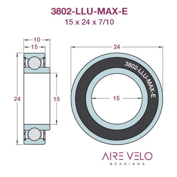 3802-LLU-MAX-E Abec 3 Enduro Bearing 15 x 24 x 7/10