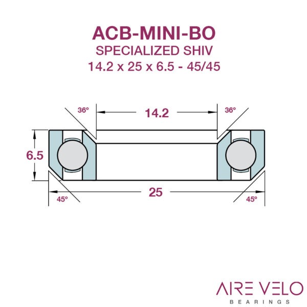 ACB-MINI-276442 Enduro STEEL OR Stainless Steel (SHIV) 14.2 x 25 x 6.5 - 36/45