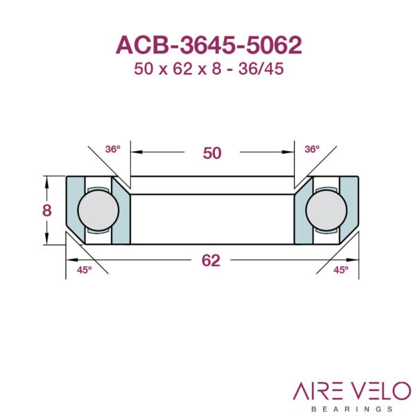 ACB-3645-5062-SS Enduro Stainless Steel 50 x 62 x 8 - 36/45