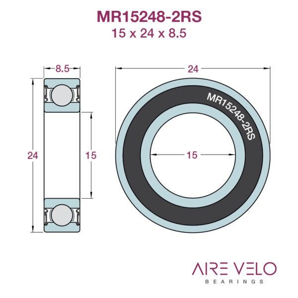 MR15248-2RS 15 x 24 x 8 STEEL BEARING