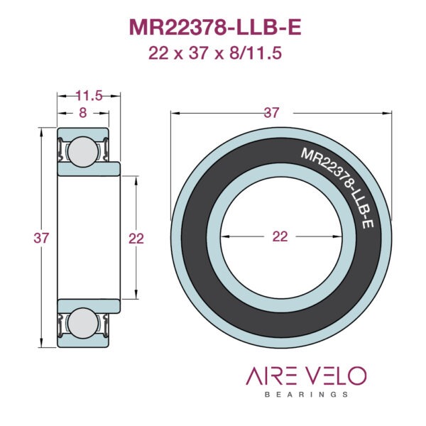MR22378-LLB-E Abec3 Enduro Sram GXP 22 x 37 x 8/11.5