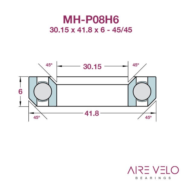 MH-P08H6 Steel Headset Bearing 30.15 x 41.8 x 6 - 45/45
