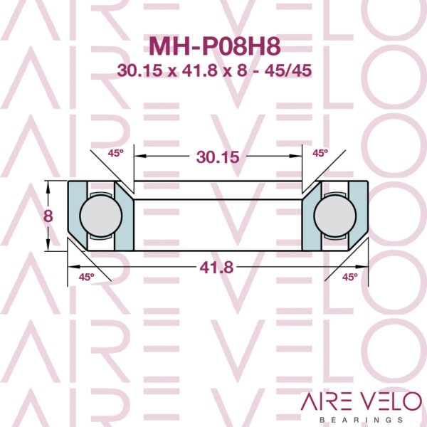 MH-P08H8-SLT-BO SLT HEADSET BEARING 30.15 x 41.8 x 8 - 45/45