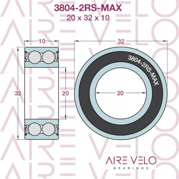 3804-2RS-MAX (3804H10-VRS) 20 x 32 x 10 MAX COMPLEMENT BEARING