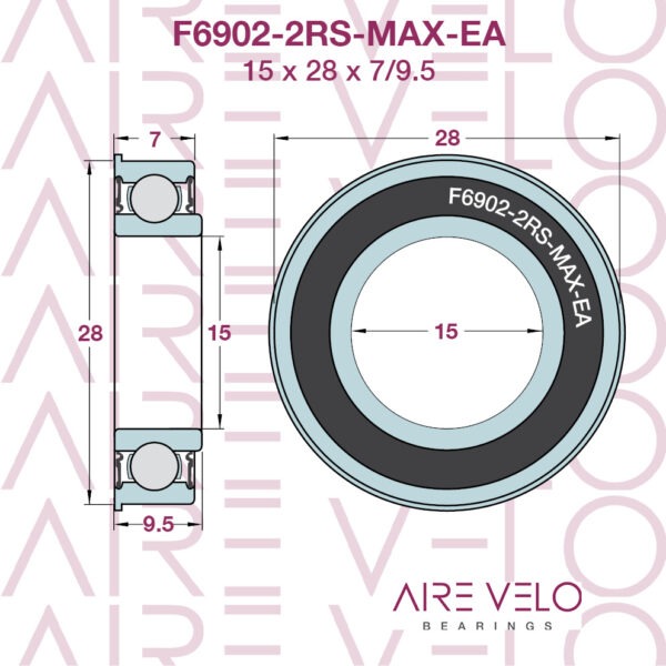 F6902-2RS-MAX-EA (F6902-LLU-MAX-EA) 15 x 28 x 7/9.5 MAX COMPLEMENT BEARING
