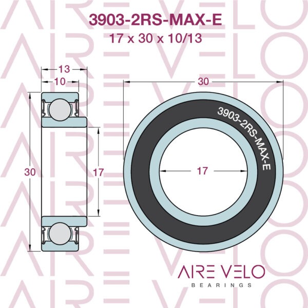 3903-2RS-MAX-E (3903H10-VRS-E) 17 x 30 x 10/13 MAX COMPLEMENT BEARING