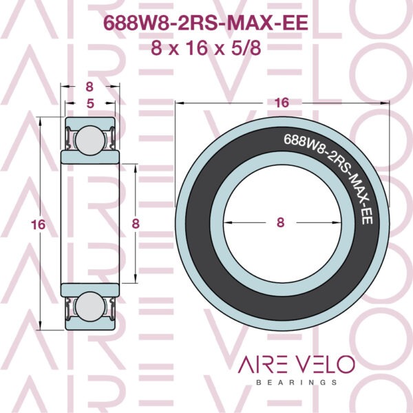 688W8-2RS-MAX-EE (688W8) 8 x 16 x 5/8 MAX COMPLEMENT BEARING