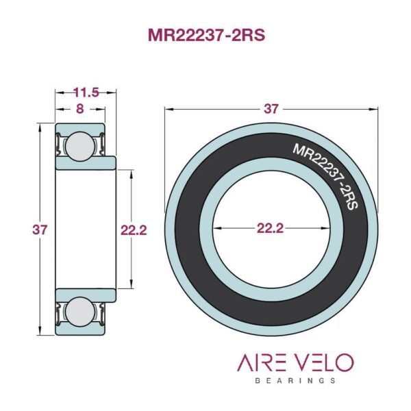 MR22237-2RS-HC Hybrid Ceramic (Sram Truvativ GXP Bottom Bracket) 22.2 x 37 x 8/11.5